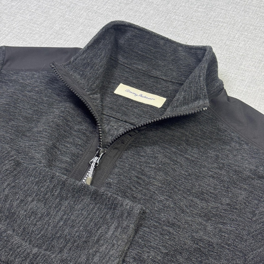 Tommy Bahama 1/4 Zip Fleece Sweatshirt Mens Small Gray Mock Neck Pullover